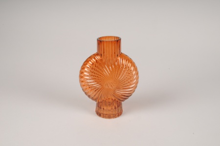 Vase en verre abricot D15cm H20.5cm
