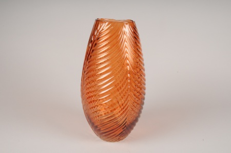 Vase en verre abricot D16.5cm H32cm