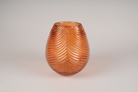 Vase en verre abricot D21cm H24cm