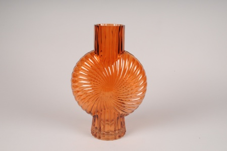 Vase en verre abricot D22cm H32cm