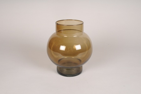 Vase en verre ambre D19cm H20cm