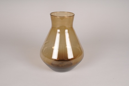 Vase en verre ambre D19cm H24.5cm