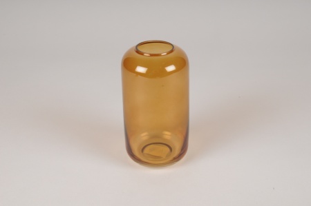 Vase en verre ambre D8cm H15cm