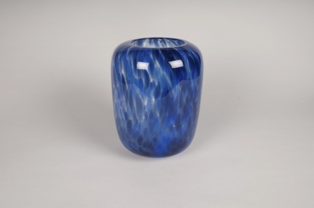 Vase en verre bleu D17cm H26cm