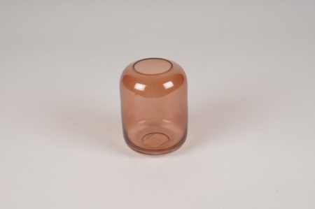 Vase en verre bordeaux D8cm H11cm