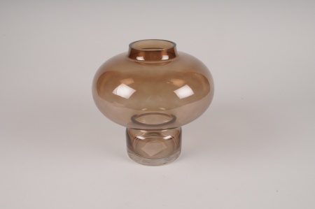 Vase en verre brun D20cm H20cm