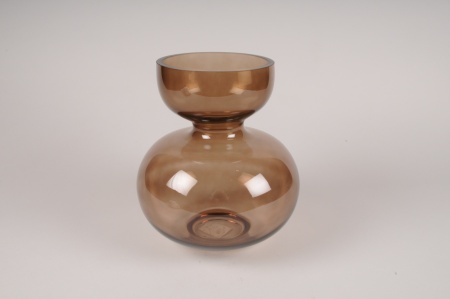 Vase en verre brun D21cm H25cm