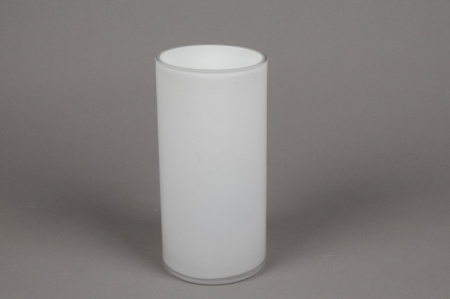 Vase en verre cylindre blanc D10cm H20cm