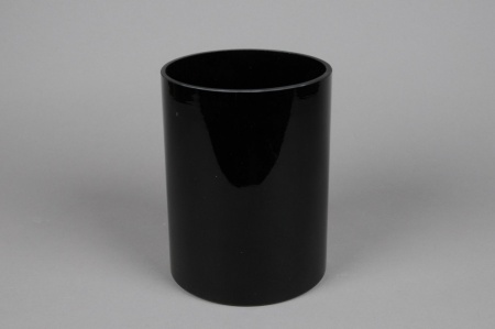 Vase en verre cylindre noir D15cm H20cm