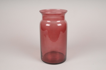 Vase en verre framboise D15.5cm H29cm