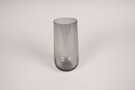 Vase en verre fumé gris D7.5cm H16cm