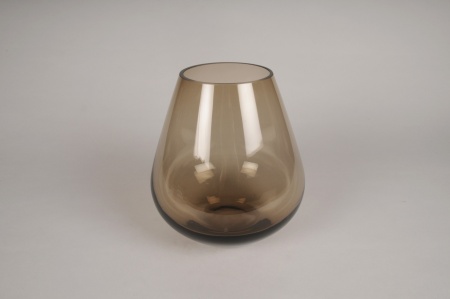 Vase en verre marron D19.5cm H23cm