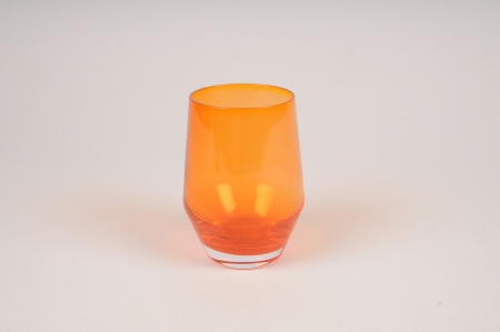 Vase en verre obus orange D8.5cm H11cm