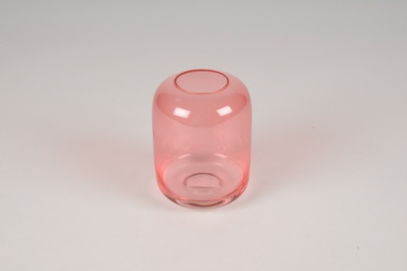 Vase en verre rose D8cm H11cm