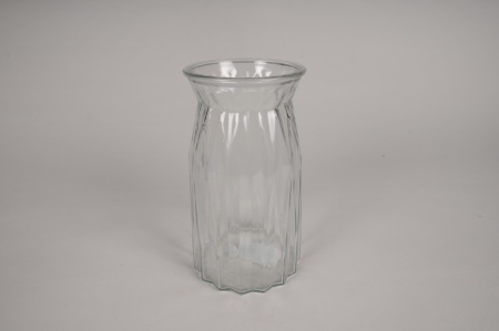 Vase en verre strié D11cm H24cm