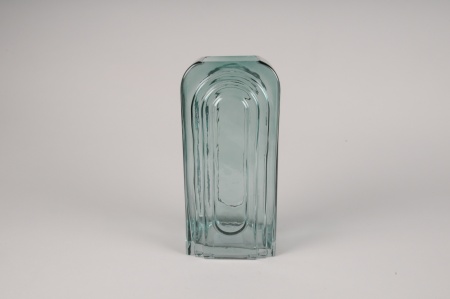 Vase en verre vert 12.5x10.5cm H27.5cm