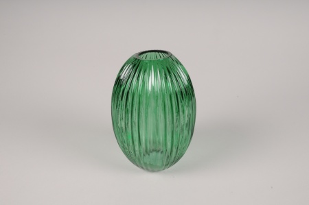 Vase en verre vert D12cm H18cm
