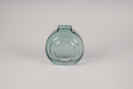 Vase en verre vert D14.5cm H15.5cm