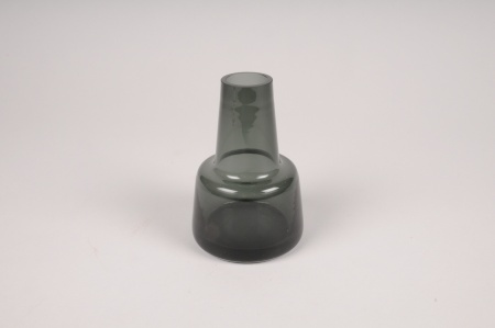 Vase soliflore en verre avec col noir D8cm H12cm