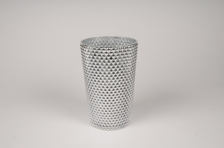Vase verre argent D13cm H20cm