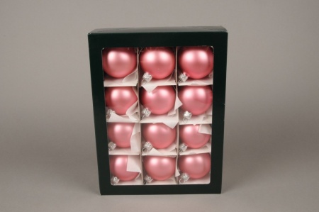 Boîte de 12 boules en verre mat corail D6cm