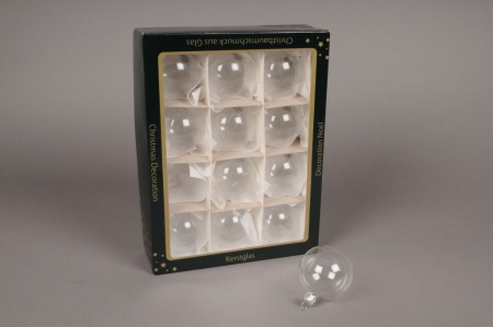 Boite de 12 boules en verre transparent D6cm
