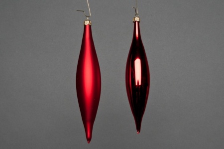 Boîte de 6 cônes en verre rouge H15cm