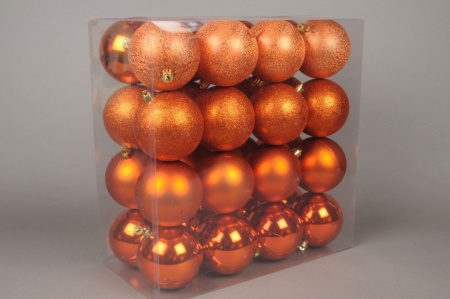Boîte de 32 boules en plastique cuivre D10cm