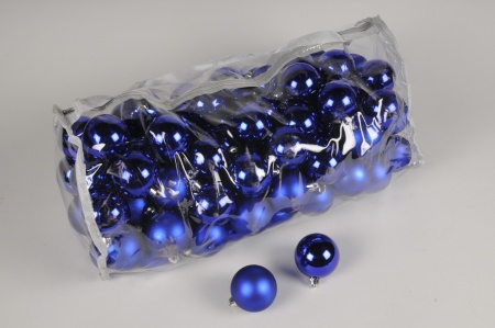 Sac de 100 boules plastique bleu D6cm