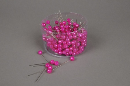 Boîte de 250 perles sur épingle fuchsia 10x60mm