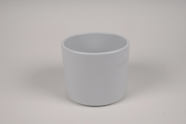 Cache-pot en céramique blanc D17.5cm H14cm