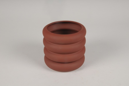 Cache-pot en céramique rouge brique D13.5cm H11cm