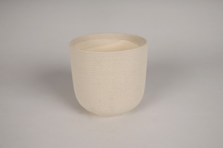 Cache-pot en terre cuite crème D15cm H14.5cm