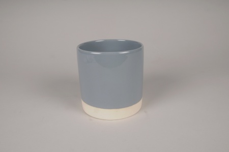Cache-pot en céramique bleu D15cm H15.5cm