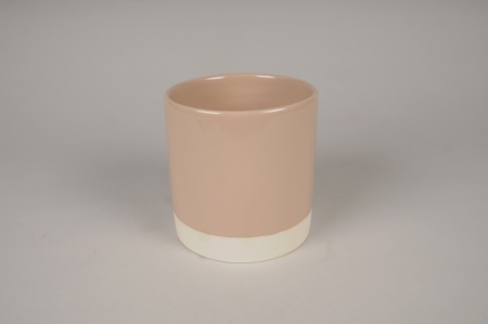 Cache-pot en céramique rose D15cm H15.5cm