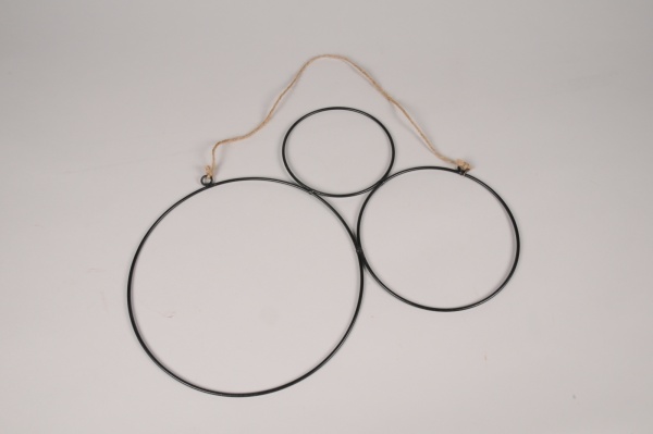 Ensemble de 3 cercles en mtal noir