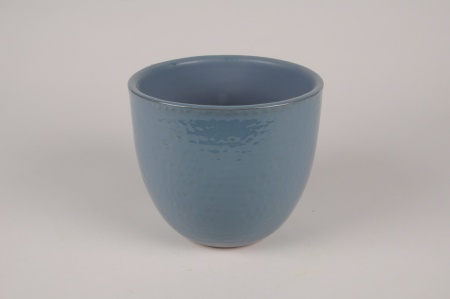 Cache-pot en céramique bleu D14cm H12cm