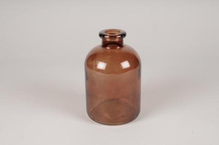Vase bouteille en verre chocolat D10.5cm H17cm