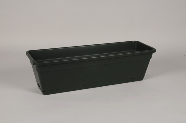 Jardinire en plastique vert fonc 58.5x19cm H17cm