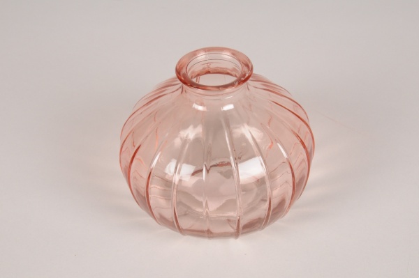 Vase bouteille en verre rose D10.5cm H8.5cm