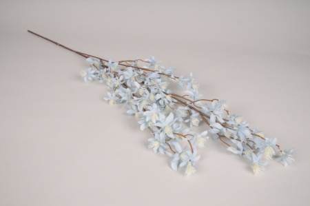 Branche de fleurs artificielles bleues H95cm