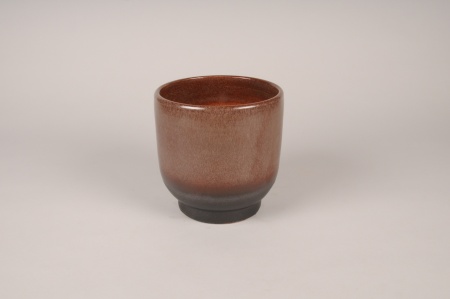 Cache-pot en céramique cacao D15cm H14.5cm