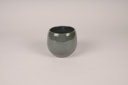 Cache-pot en céramique gris vert D14cm H11.5cm