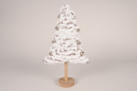 Sapin en fausse fourrure blanche et grelots H37cm