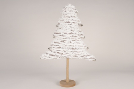 Sapin en fausse fourrure blanche et grelots H58cm