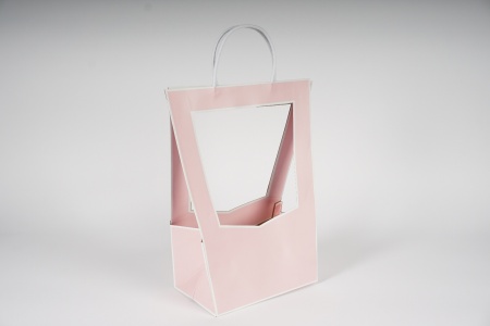 Paquet de 5 sacs porte-bouquet rose 23x14cm H38cm