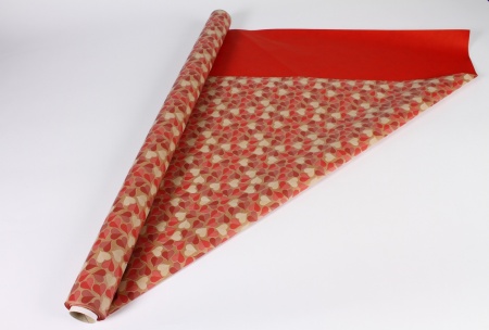 Rouleau de papier kraft rouge / coeurs 80cmx20m