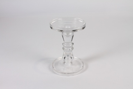 Bougeoir sur pied en verre D13cm H19cm