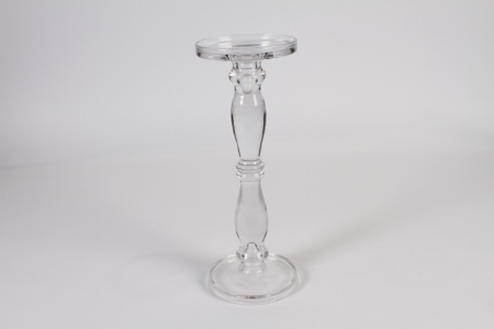 Bougeoir sur pied en verre D13cm H35cm