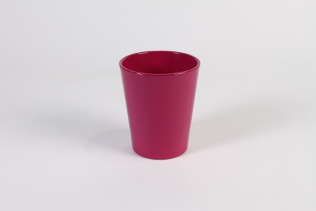 Cache-pot en céramique fuchsia D10cm H12cm